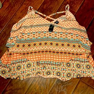 Torrid peach and blue blouse